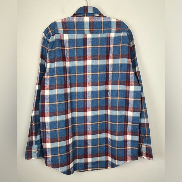 Vintage Sovereign Plaid Cotton Heavy Flannel Button Up Shirt Large Tall - Picture 2 of 9